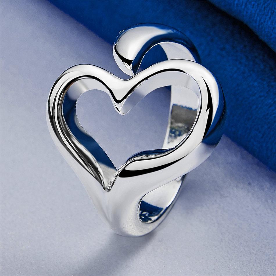 1 Piece of 925 Sterling Silver Exquisite Heart-shaped Ring with an Opening, Fashionable Women's Accessory Jewelry Gift