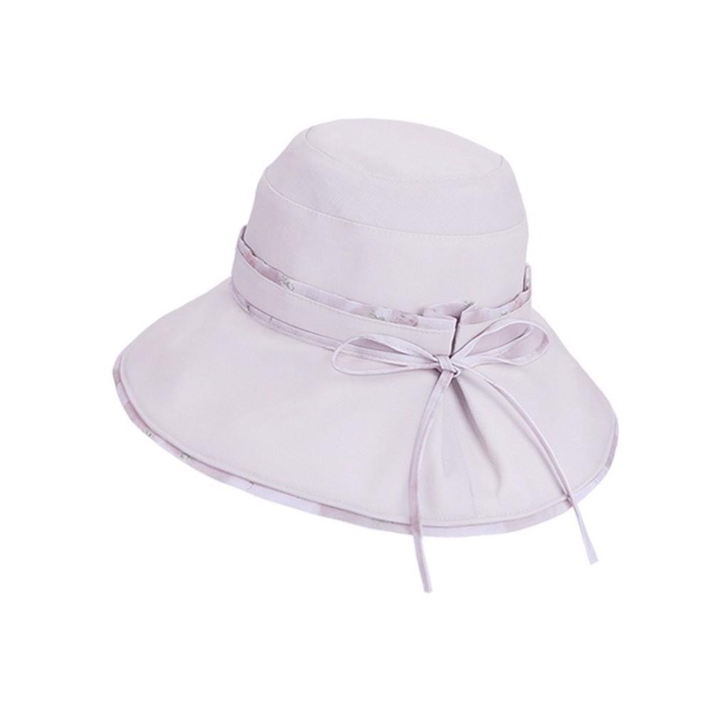 Bowknot Decor Fisherman Hat Lace-up Design Sunshade Hat New Girls Basin Caps  Beach Activities