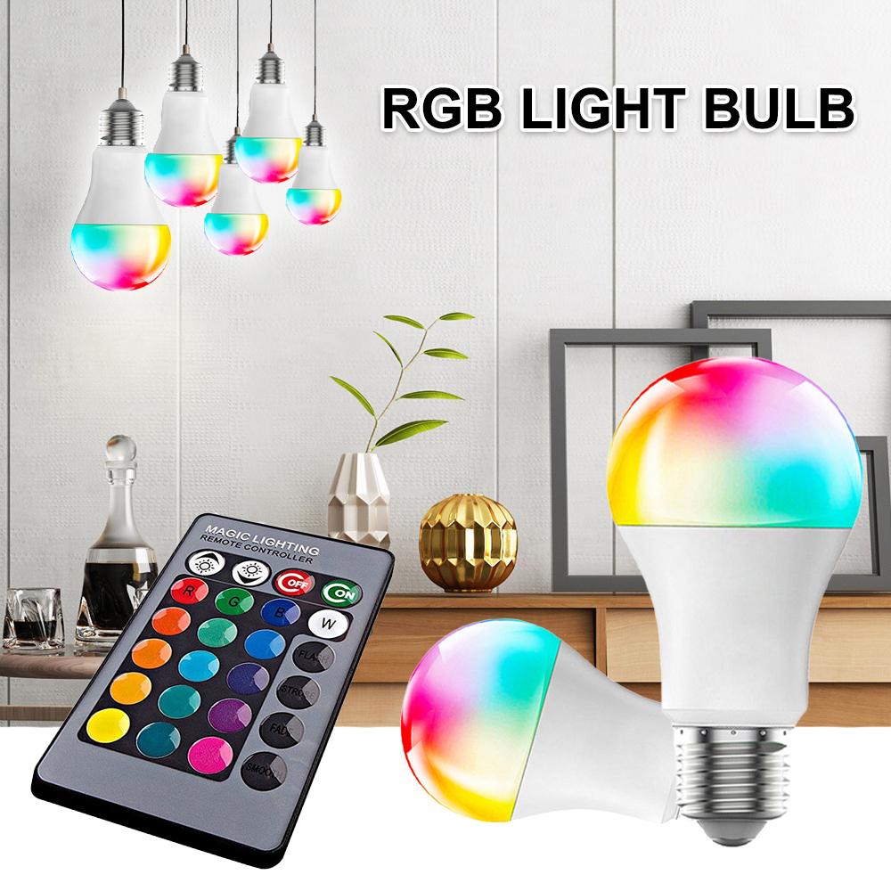 220V E27 LED Bulb Lights 5W 10W 15W Spotlight Bulb Changeable Colorful LED Smart Lamp With IR Remote Control Home Bar Decor
