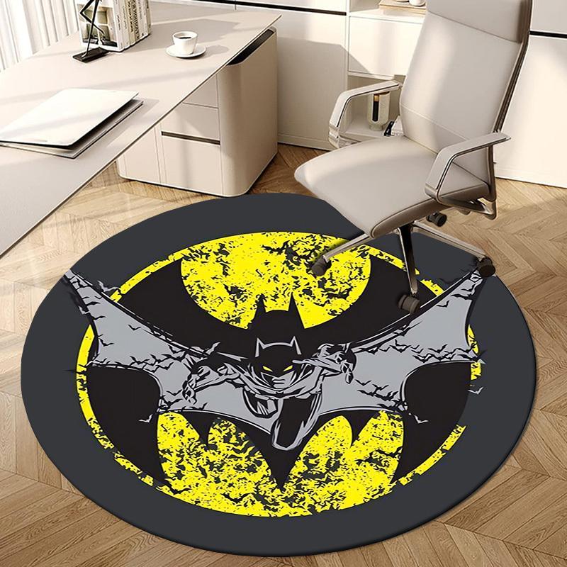 1pc Batman Logo Design Round carpet, Made of Polyester,Perfect for Decorating Office Chairs, Living Rooms