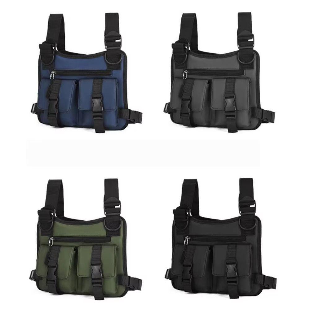 Unisex Chest Bag Multi-pockets Hip Hop Streetwear Lightweight Running Vest Backpacks  Phone Storage
