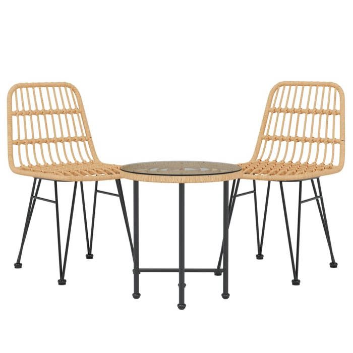VidaXL Ensemble à Manger de Jardin 3 pcs, Chaises à Manger avec Accoudoirs, Ensemble de Meubles avec Table, Mobilier de 3157831