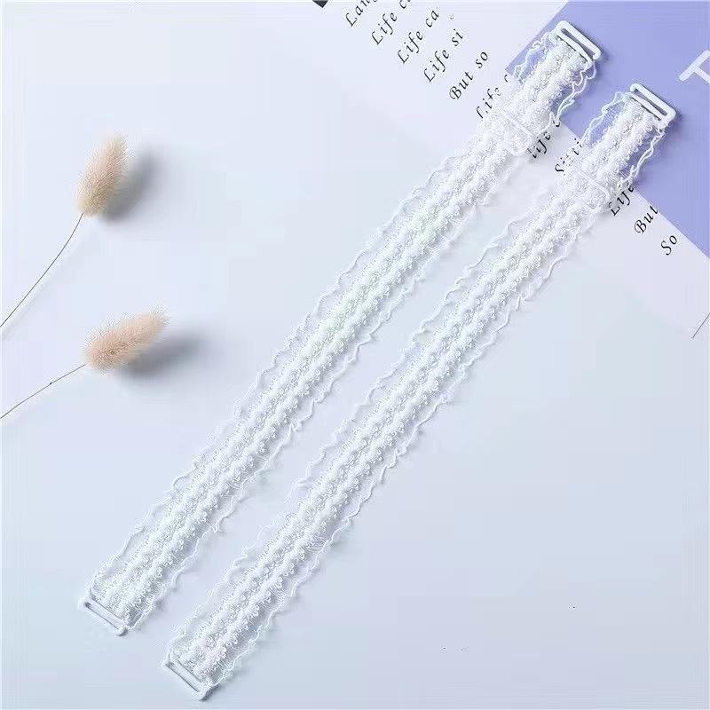 Adjustable Lace Bra Shoulder Straps 1 Pair Stretchy Non-slip Skin-friendly Women Bra Accessories for Daily Lingerie Use
