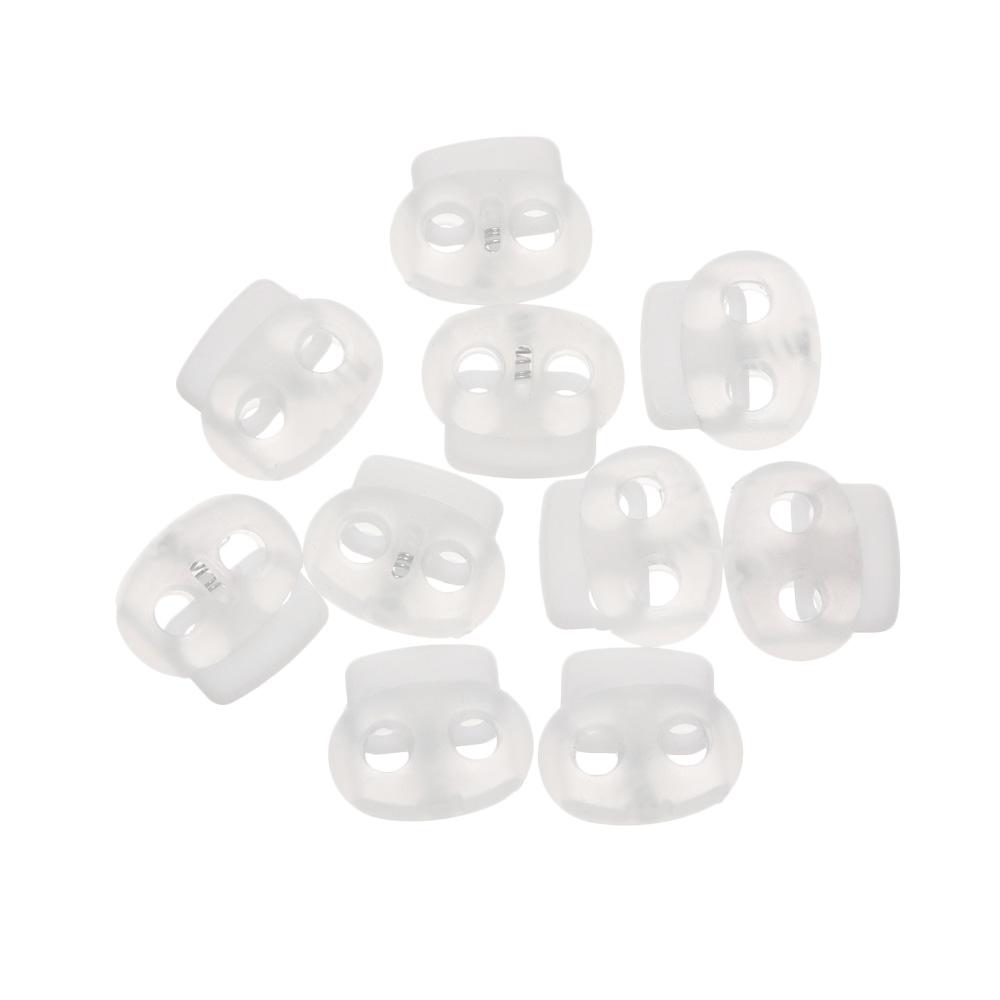10pcs 18.5*17mm Sportswear Accessories 4mm Hole Apparel Shoelace Button Cord Lock Bean Toggle Clip Plastic Stopper