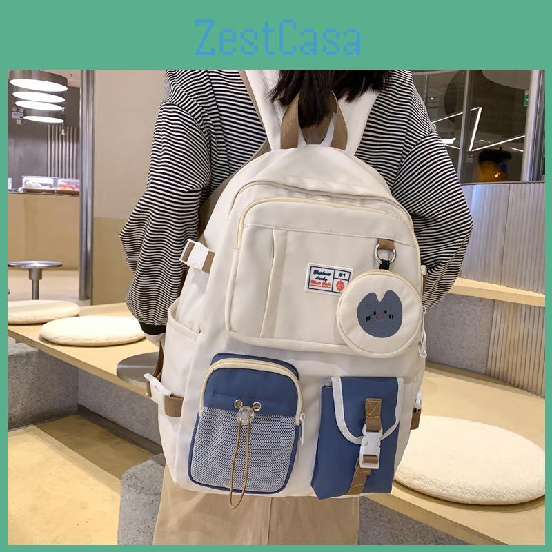 Backpack Student Nylon Girl School Bag With Laptop Pocket For Casual Daily Wear