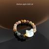 Anello con Perline Gatto: Design Testa di Gatto Bianco e Nero per Donne, Regalo Trendy e Versatile per Amiche.