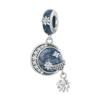 WOSTU 925 Sterling Silver Blue Starry Sky Series Shiny CZ Charms Moon Star Beads Fit Orignal Bracelet DIY Bangle Jewelry Making