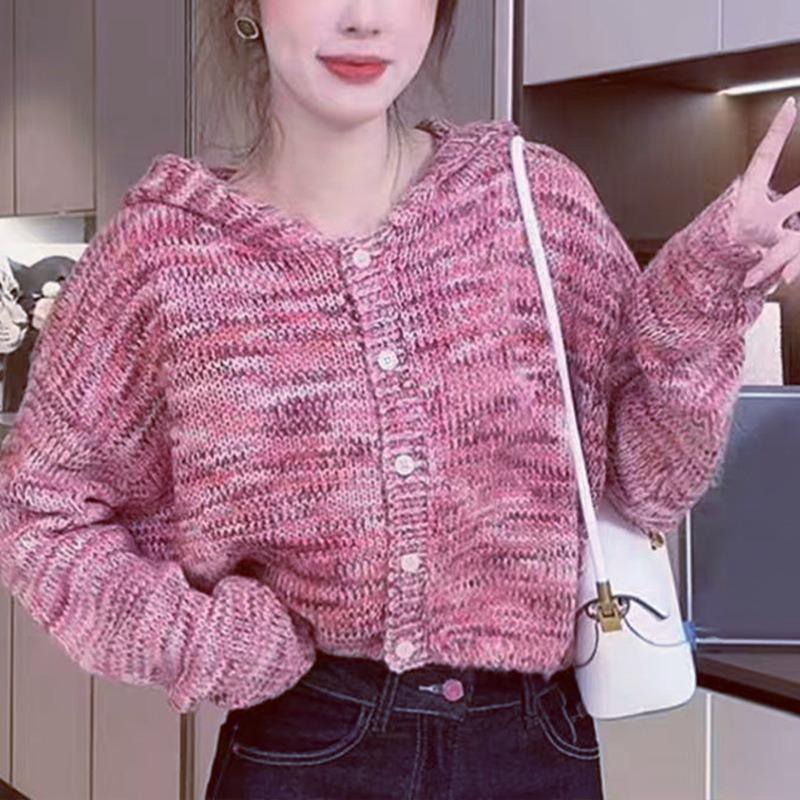 Autumn Coat New Top Women's High-end Retro Sweater Women's Hooded Women's Cardigan Knitted