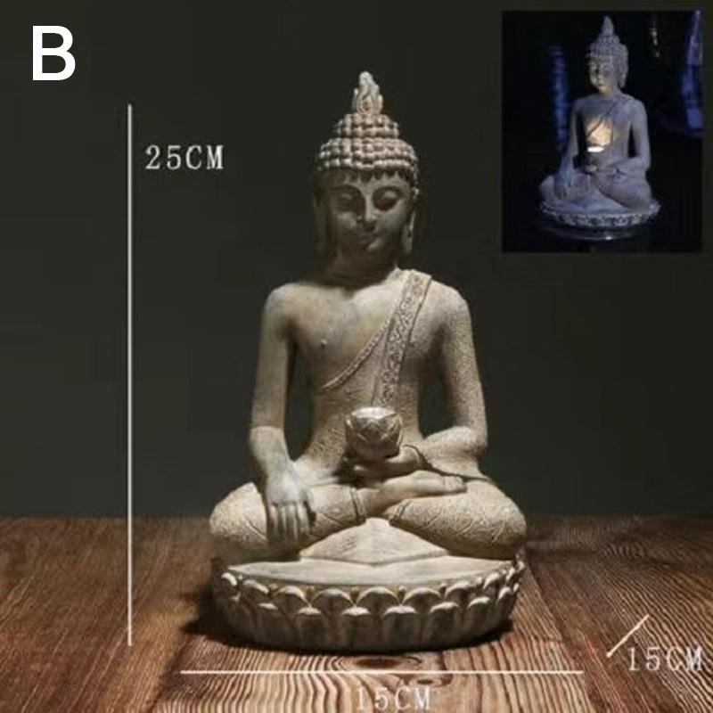 

Статуя Будды из смолы, солнечный садовый декор, свет, дзен, азиатский, японский, садовое украшение, наружная скульптура для крыльца, патио, двора