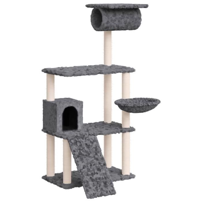 171605 vidaXL Arbre à chat avec griffoirs en sisal Gris foncé 131 cm