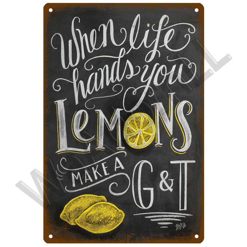 Metal Sign Vintage Tin Sign Decorations Gin Tonic Cocktail Plate Decorative Poster Plaque Retro Bar Kitchen Home Wall Decor