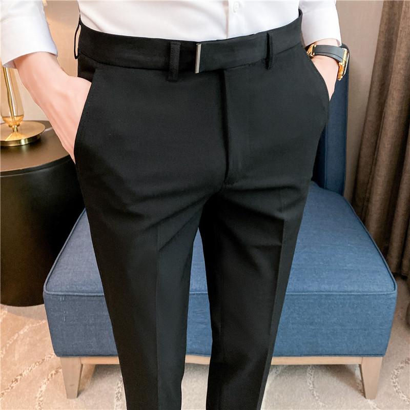 Spring new men's casual pants Korean version slim-fitting foreign style small pants fashionable youth suit pants quality men's pants