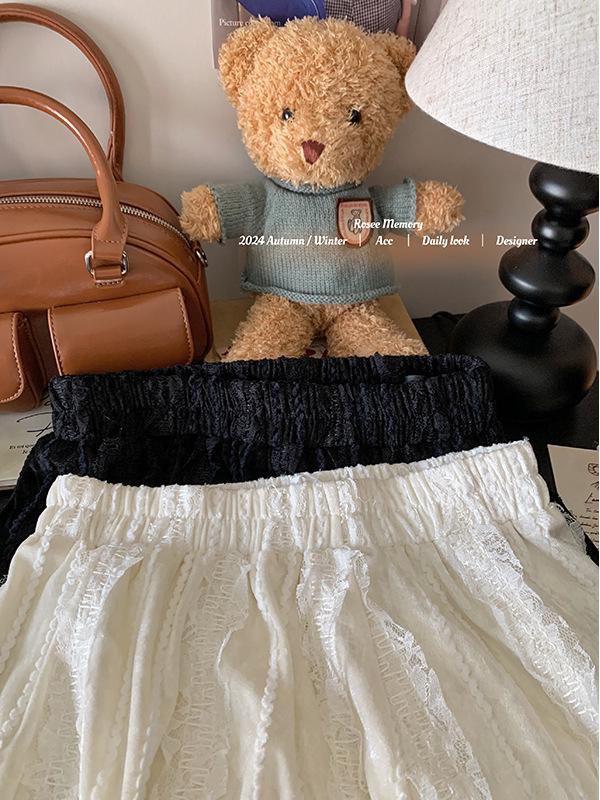 Women's High Waist Lace Patchwork Velvet A-line Skirt - Soft, Comfortable for Spring/Autumn 2025.