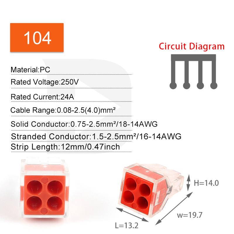 102/104/106/108 Conectori Universali Compacți pentru Cabluri Bloc Terminal cu Conductor Push-in 2/4/6/8 Pini Mini Cutie de Joncțiune Rapidă
