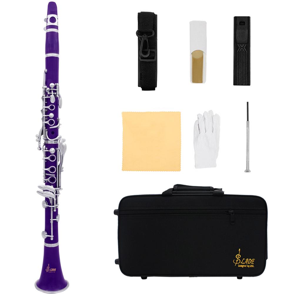 SLADE Bb Clarinet 17 Keys Bakelite Wooden Professional Woodwind Instrument Colorful Clarinette With Box Accessories Parts