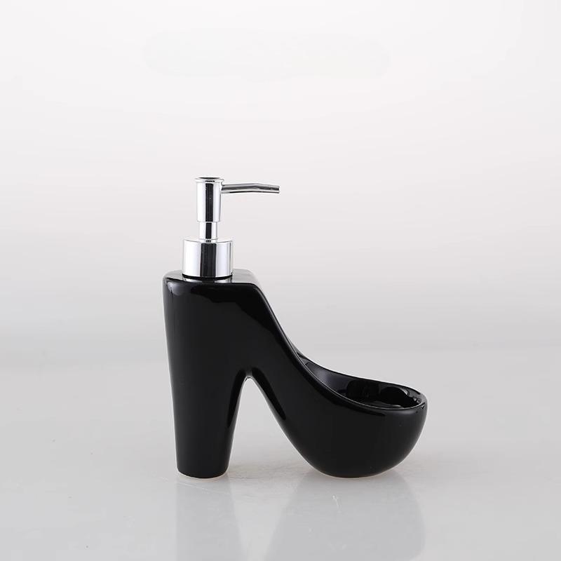 Creative Art Heels Shape Ceramic Soap Dispenser Hotel Press Porcelain Shampoo Bottling Bathroom Soap Dish Storage Lotion Bottle