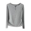 Stylish Long Sleeve T-Shirt Ribbed Slim Standard Shoulder Top For Autumn Stretchy Slim Base Layer Soft Ribbed Fabric Good For Inner And Outer Wear Top