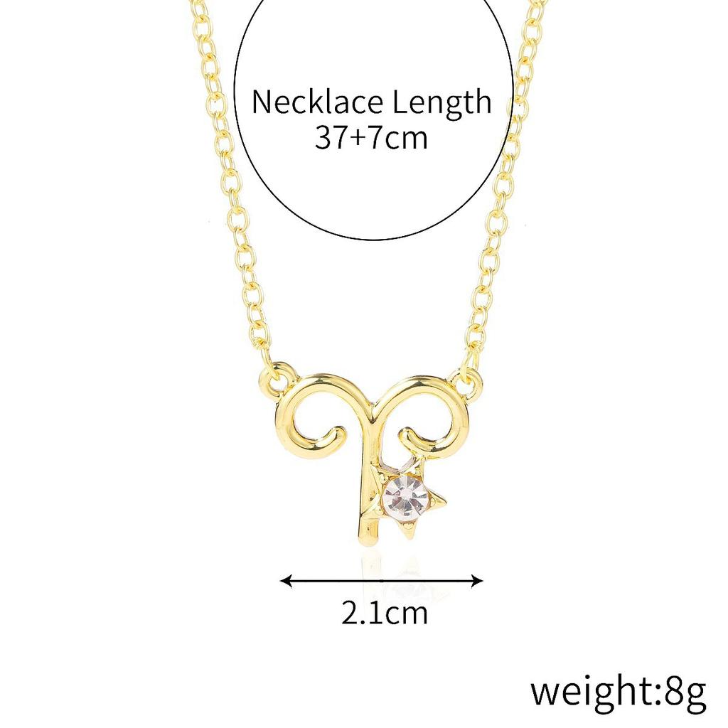 Source Twelve Constellation Necklace 12 Constellation Alloy Diamond-encrusted Rhinestone Collarbone Chain, Spot