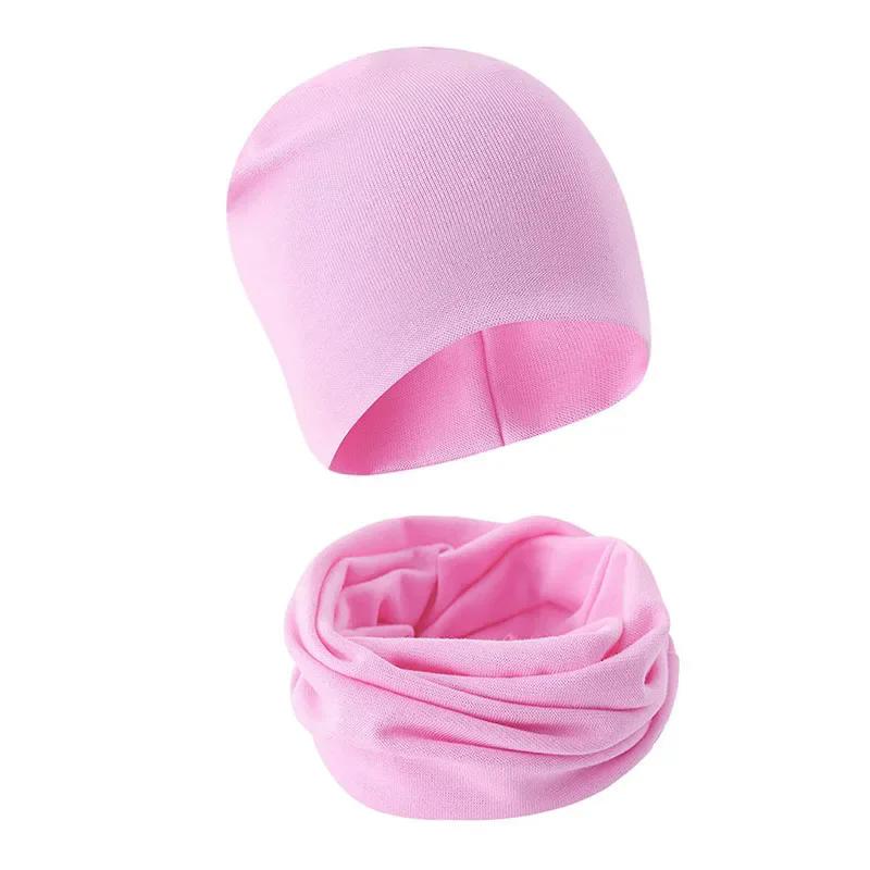 1-14Y Autumn Winter Solid Color Soft Warm Outdoor Activities Cap Scarf for Girls and Boys Infant Hats Set Children Beanies Cap