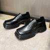 Kleine Lederschuhe Herren Neue Französische Plateau Casual Slipper Retro Abendwind Faule Einzelne Schuhe 36770-T