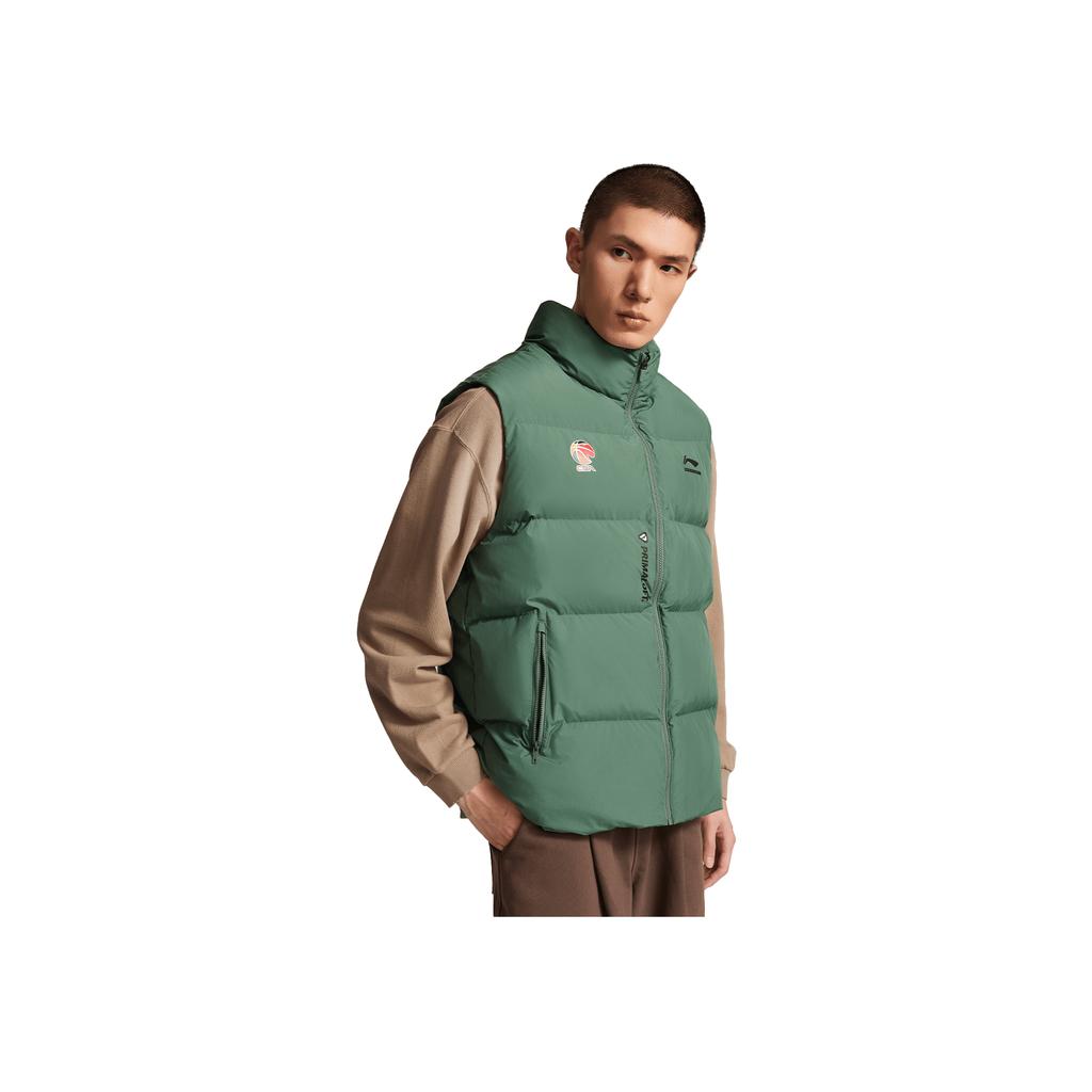 Li Ning CBA Series Stojáček Logo Písmeno Zip Zimní Vesta Pánská vesta AMMV005-5