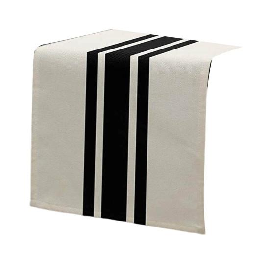 Decorative Table Cover for Home Modern Geometric Runner, Black And White Checkered Minimalist Decoration 72 Inch Striped Runner Dining Decor