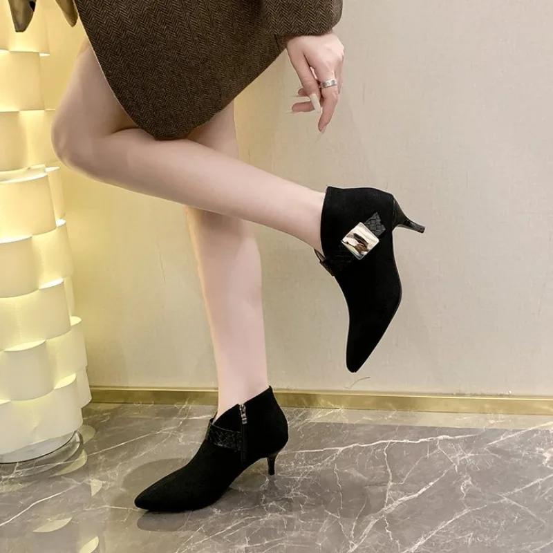 Téli Új Női Stiletto Magassarkú Csúcsos Rövid Csizma Őszi Koreai Bokacsizma Népszerű Nőknek