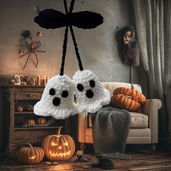 1 Pair Ghost Pendants Crochet Car Mirror Hanging Accessories