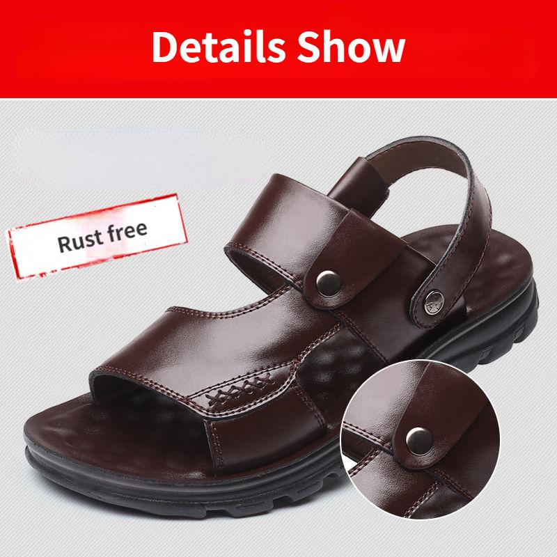 Pánské sandály ze 100% pravé hovězí kůže letní plážová obuv z pravé kůže Pánské studentské sandály s měkkou podrážkou