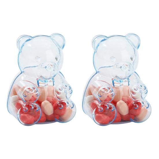 

2 Pcs Cute Bear Shaped Candy Boxes Clear Fillable Treat Containers Reusable Holiday Candy Gift Box for Bridal Shower Wedding Christmas Party Favors 2pcs