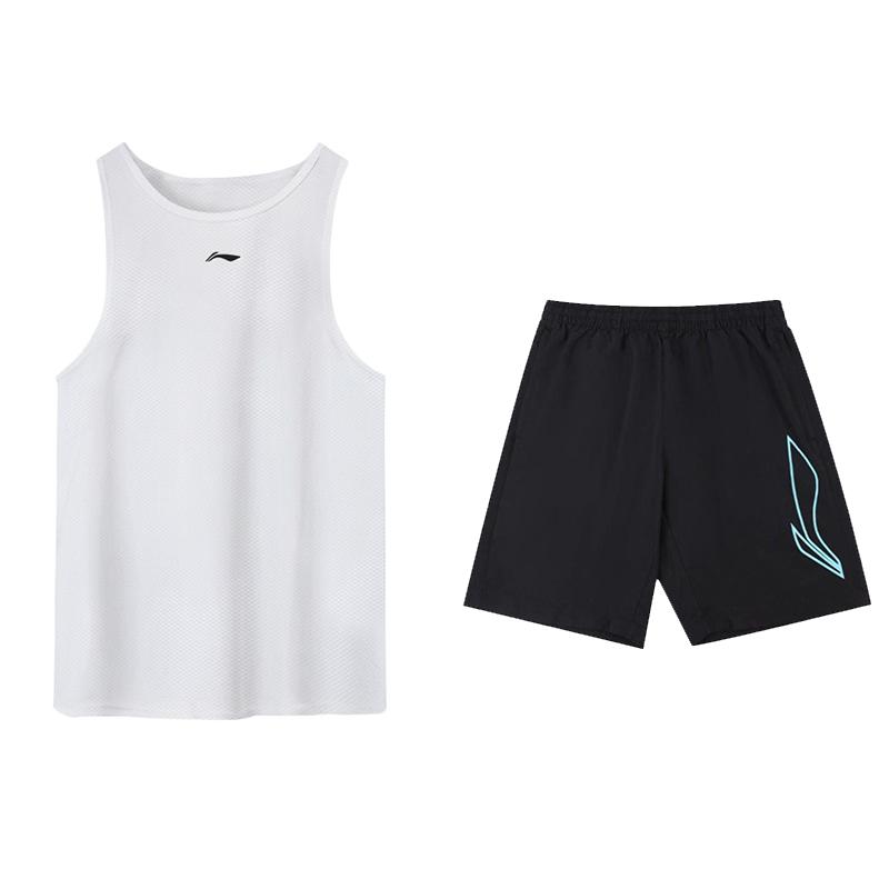 

Li-Ning Модный логотип Приятный к коже Удобный Дышащий Быстросохнущий Майка и Шорты Повседневный Спортивный Комплект Унисекс комплекты Белый ZHXY819-3 XL