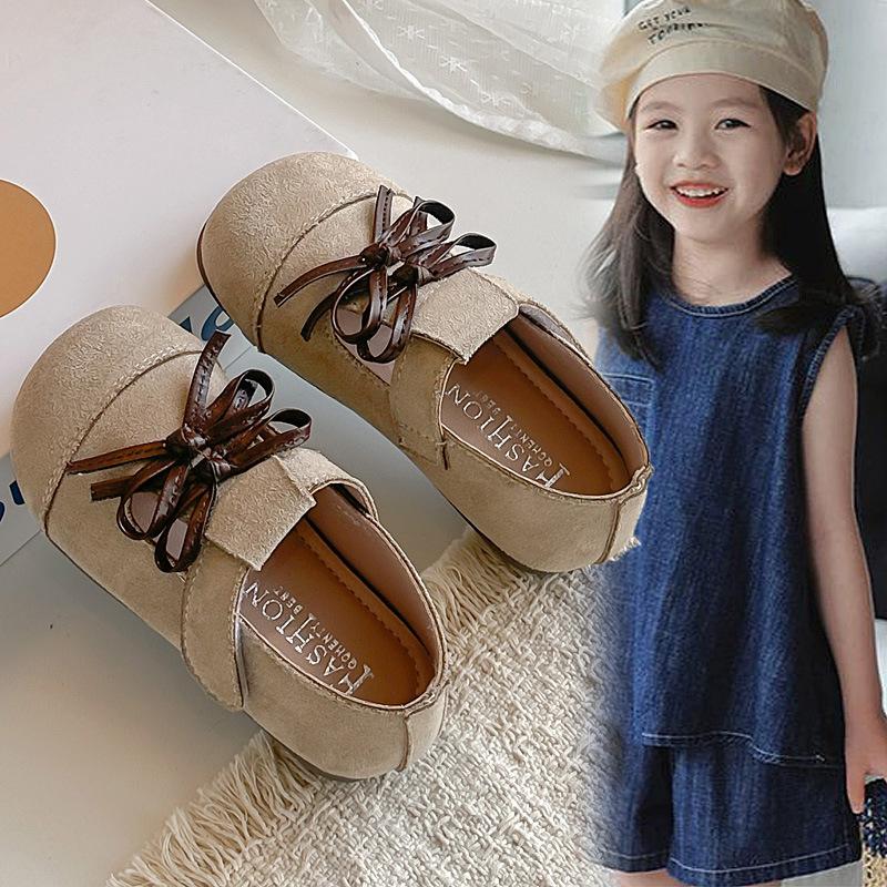 Children's Small, Medium, and Large Size Single shoes2026Spring and Summer Cute Double Bow Solid Color Shallow Princess Shoes for Girls