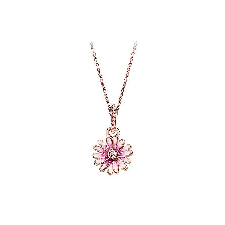 Pandora Pink Daisy Necklace Set Women necklace Rose-Gold ZT0722 Shopping Bag