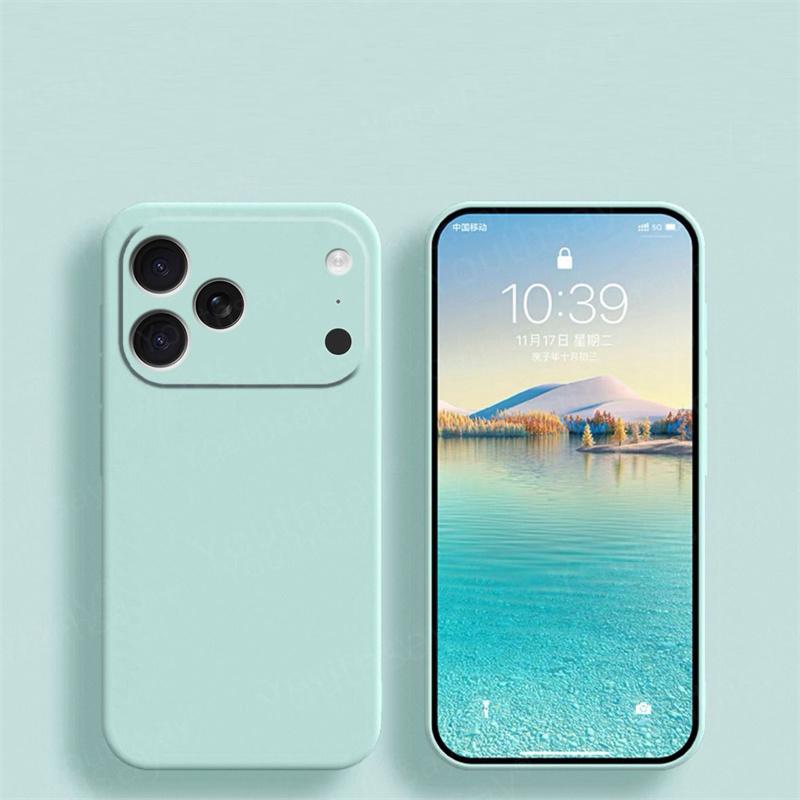 Luxury Case For iPhone 17 Pro Cover iPhone 17 16 15 Pro Max Funda Coque Liquid Silicone Camera Protector Soft TPU Phone Bumper
