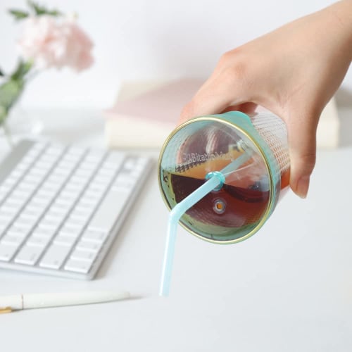 Bitatto Mug with Spill-Proof Silicone Lid for Babies, Desk Work, and Nursing Care (Clear)