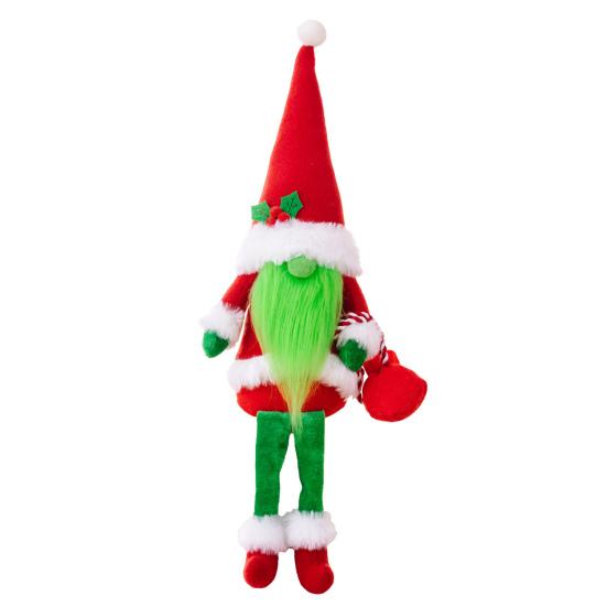 

Плюшевая вязаная шапка с полной бородой, сидящая длинноногая настольная безликая кукла-карлик, украшение для вечеринки зелёный