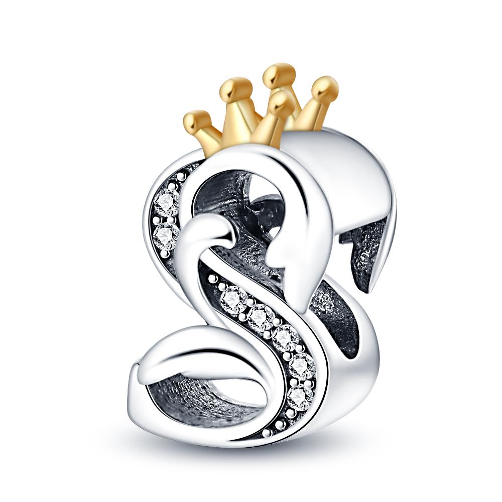 Flower Shape 26 Alphabet Letters Charm Pendant Beads For Original Brand Bracelet Diy Jewelry Making Birthday Gift