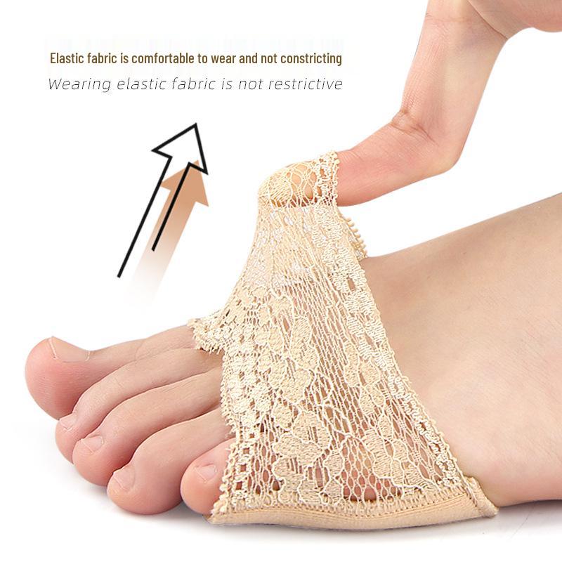 In-Stock Cotton Lace Half-Size Foot Pads: Anti-Wear, Anti-Slip, Pressure Relief, Invisible Split-Toe for High Heel Comfort.