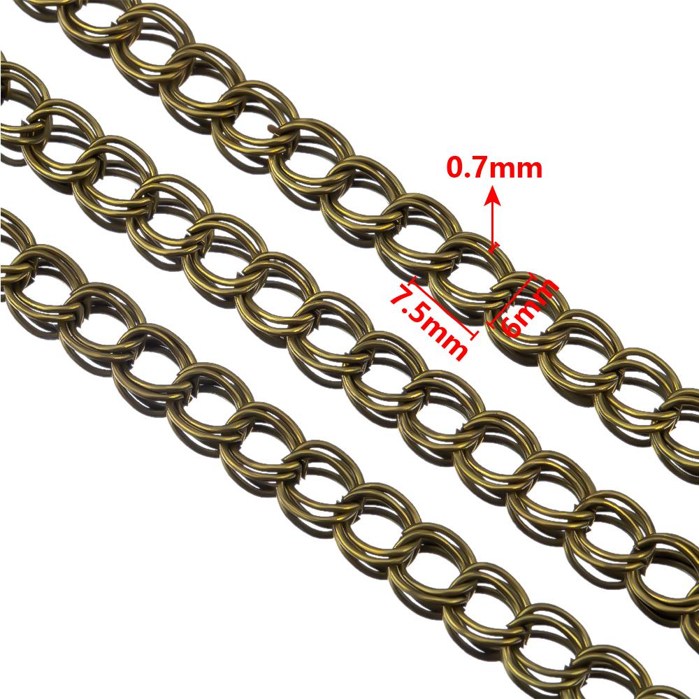 2M 1M 0,5M Antiek Brons Breedte 6mm IJzer Dubbele Verlengde Ketting Kettingen Diy Sieraden Maken Benodigdheden Ketting Accessoires