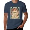 Vintage 1898 Alphonse Mucha Werbe Unisex Jugendstil Böhmisch Pariser Druck T-Shirt Mode Einfaches Lässiges T-Shirt