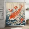Red Fish Floral Bath Curtains Water Wave Decor Shower Curtain Set for Bathroom Decoration Home Decor (52x72 inch)