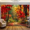 1pc Vibrant Autumn Forest Photography Backdrop - Majestic Mountain Road with Golden Leaves - Ideal for Studio & Banner Decor
