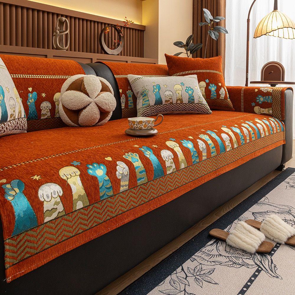 

Высококачественная шениловая подушка для дивана, всесезонная универсальная нескользящая накидка на диван прямого типа, диванное полотенце для прямого ряда Wpillow cover 30 * 50cm