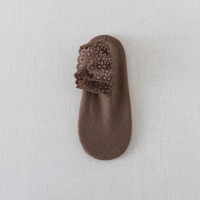 

Женские осенне-зимние утолщенные теплые флисовые носки, кружевные носки до щиколотки, нескользящие носки-тахо one size кофейный