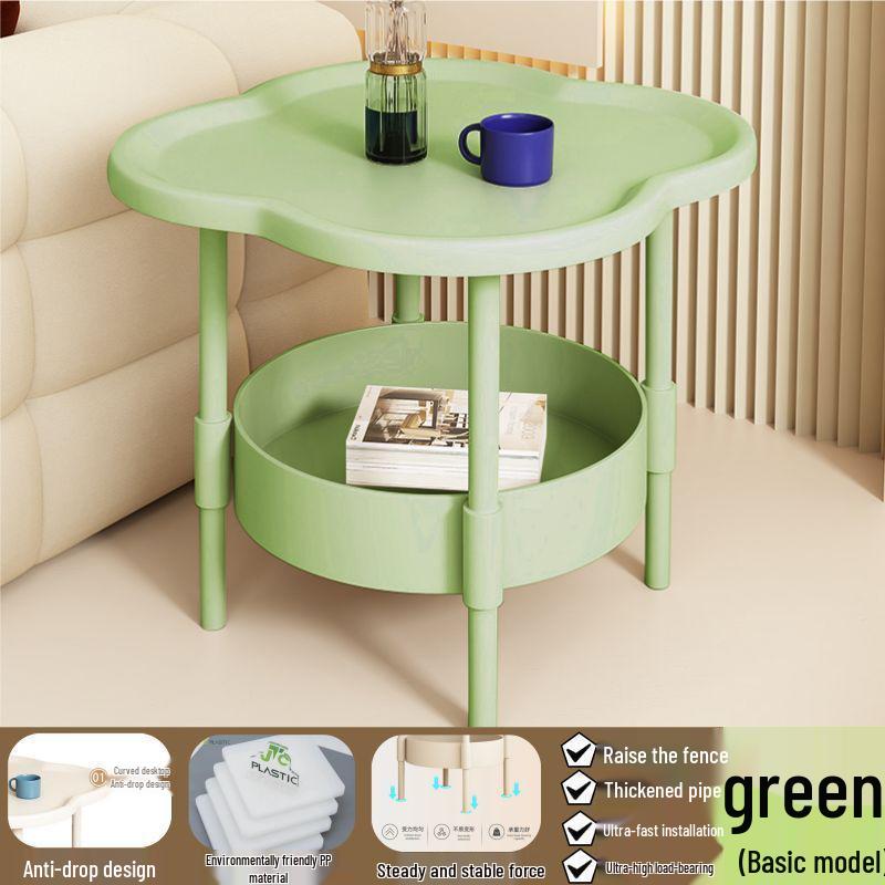 Nowoczesny Minimalistyczny Kremowy Stolik Nocny Koniczyna Czterolistna z Zakrzywioną Powierzchnią i Przechowywaniem