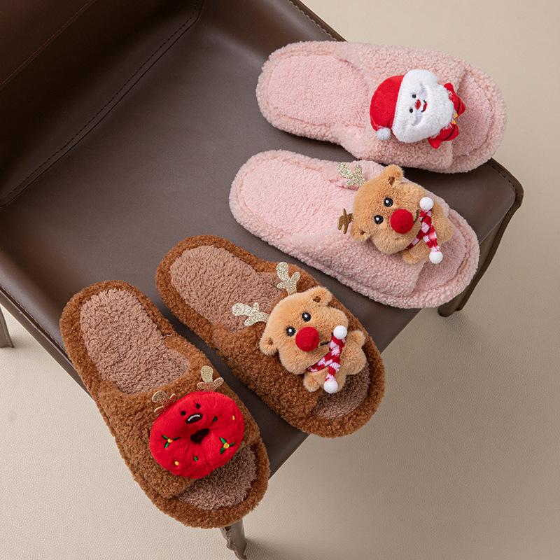 Women's Memory Foam Fuzzy Slippers Open Toe House Shoes Faux Fur Indoor Outdoor Slippers Anti-Slip Winter Warm Comfortable Plush Slippers for Women