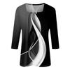 Women's 3/4 Sleeve Square Neck Floral Shirt Casual Loose Tunic Top