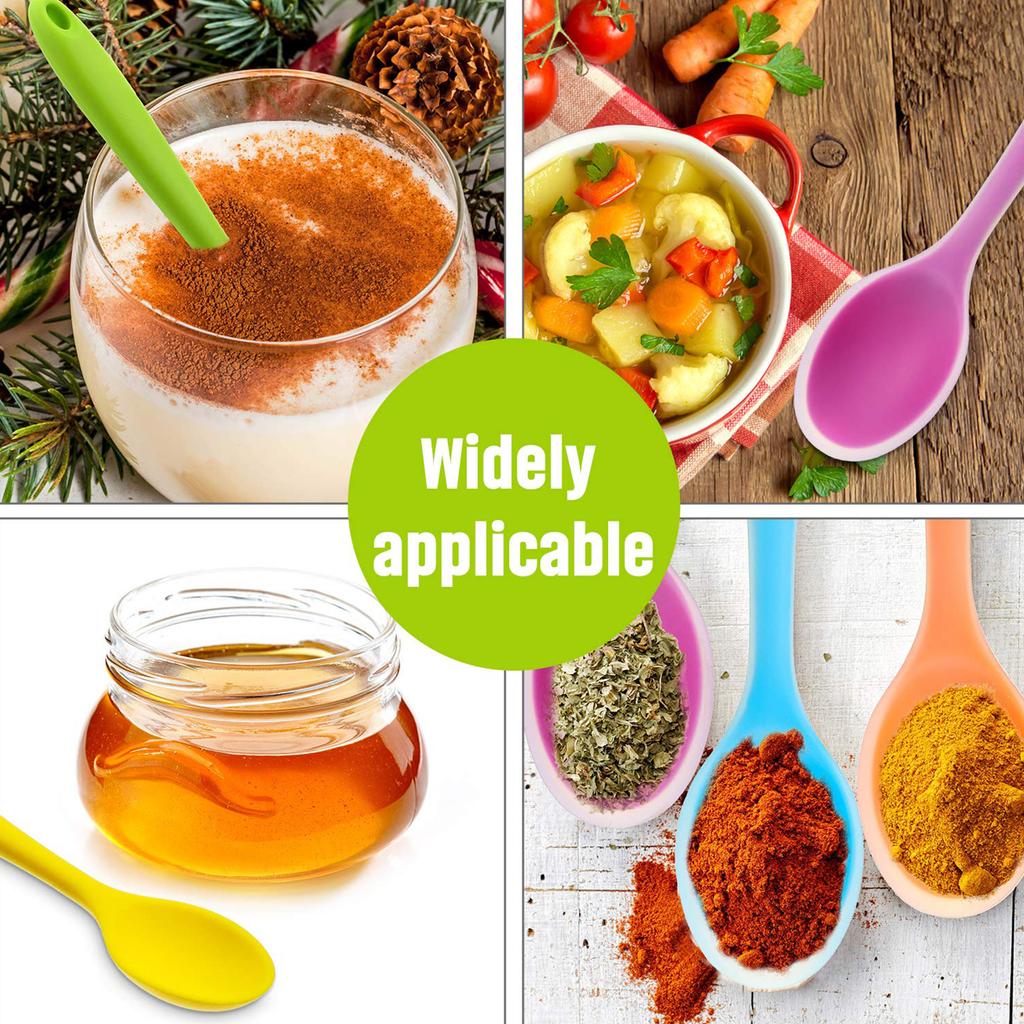 6 Pieces Small Multicolored Silicone Spoons Nonstick Kitchen Spoon Silicone Serving Spoon Stirring Spoon for Kitchen Cooking Baking Stirring Mixing