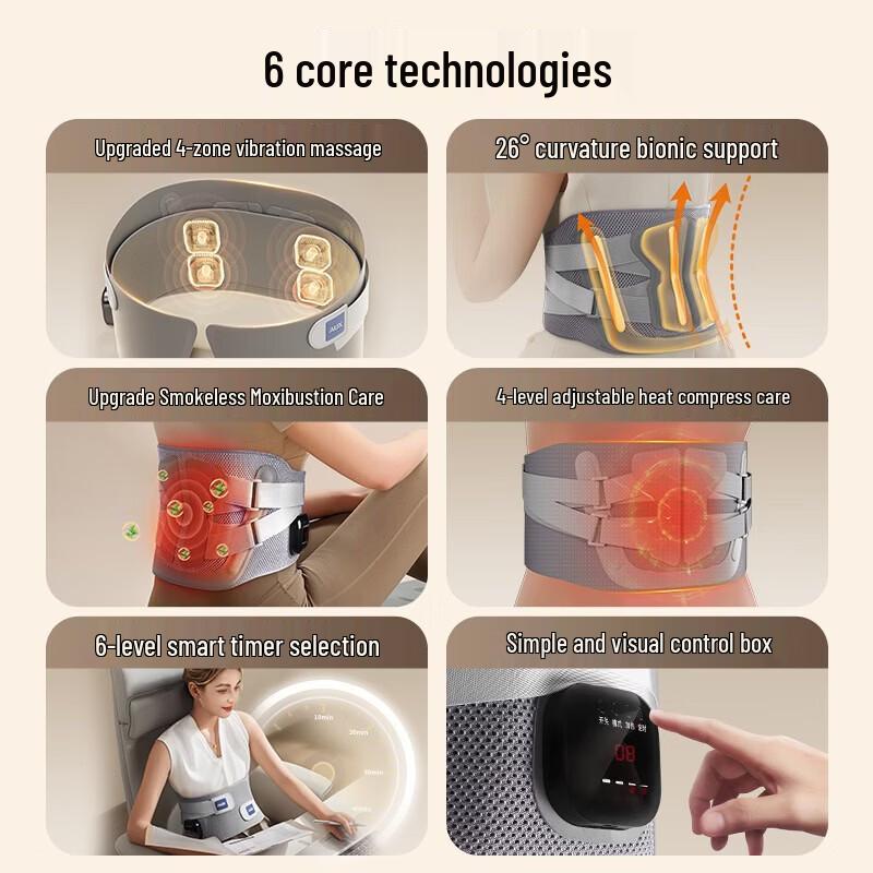 AUX Heated Waist Massager with 4-Zone Vibration CN Plug (adapter Included)