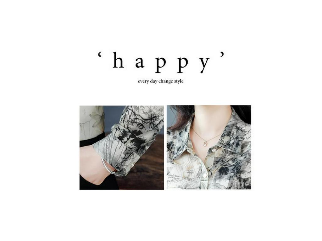 Women's Autumn High-End French Silk Print Blouse - Chic & Unique